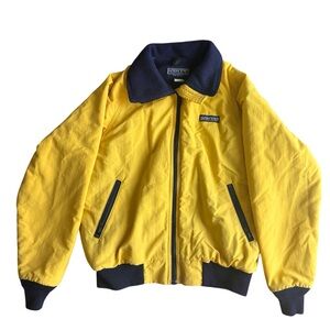 Vintage Lands End Yellow Medium Women’s Navy Fleece Bomber